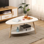 Willonin Side Table with Oval Shelves Coffee Table Sofa Table Living Room Table Rubber Wood White (White)