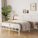 Yicensen voodiraam 180 x 200 cm koos pea- ja jalatoega, 36 cm k&otilde;rgune metallist voodi, kaheinimesevoodi raam, magamistuppa, k&uuml;lalistetuppa, lihtne kokkupanek, m&uuml;ravaba, valge