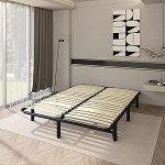 Mondeer voodiraam lamellip&otilde;hjaga, metallist ja puidust voodiraam, 137 x 190 x 25 cm, voodi all hoiuruum, lihtne kokku panna, must