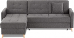 KHG nurgadiivan 222 x 87 x 162 cm magamisfunktsiooniga ja voodikastiga, antratsiit, vasakpoolne, mikrokiud, t&auml;ispuidust jalad, skandinaavia disain, mugav ja ruumikindel