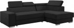 Dalvio nurgadiivan magamisfunktsiooniga ja voodikastiga, 3-kohaline diivan ja vastupidav kate, L-kujuline diivanvoodi, vasakule/paremale, kaasaegne diivan, 248 x 180 x 79/95 cm (Premium kangas, must)