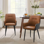 CLIPOP s&ouml;&ouml;gitoa toolid 2 komplektis, k&auml;etoed on valmistatud kunstnahast, pruun/hall, k&auml;etoega tool, polsterdatud toolid, s&ouml;&ouml;gituba, k&ouml;&ouml;gitool metallist jalgade ja seljatoega elutuppa, s&ouml;&ouml;gituppa, s&ouml;&ouml;gituppa