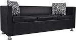 RONGQI 3 Seater Sofa, Living Room Couch, Living Room Furniture, Youth Sofa, Lounger Living Room, Sofas & Couches, Youth Children's Room, Faux Leather, Black