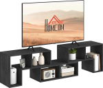 HOMCOM moodul TV kapp 75 tolli max 2 L riiuli ja ristk&uuml;likukujulise riiuliga, kaasaegne puitlaastplaat TV stend elutuppa, 134-180 x 30,5 x 44 cm, must