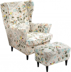 Highdi 2-osaline tiibtooli kate koos Ottomani kaitsekattega, tugitooli visked, tiibtooli kaitsekatted, Stretch Tiger Chair Cover koos k&auml;etoega, k&otilde;rge seljatoega (p&otilde;hjamaine stiil)