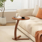 Round Wooden Side Table 17 Inch Modern Bedside Table with Natural Solid Wood Small Bedside Table for Living Room Bedroom Farmhouse Small Spaces (Large)