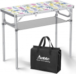 Anbte kokkupandav laud, 87 x 40 cm, alumiiniumist h&otilde;bedane raam, piknikulaud, 3 k&otilde;rgust, reguleeritav, 26/48/70 cm, MDF lauaplaat koos hoiuv&otilde;rguga, kokkupandav laud telkimiseks, rannale, r&otilde;dule (Blooming).