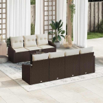 Modulares Garten Sofa Set 8 St&uuml;ck in Braun und Creme aus Poly Rattan, Outdoor Sofa Set 8-teilig, Gartenm&ouml;bel 8 St&uuml;ck