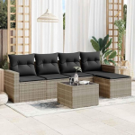 5-TLG. Garten-Sofagarnitur mit Kissen Hellgrau Poly Rattan, Gartenm&ouml;bel Set mit wasserabweisendem Beutel, Gartensessel mit abnehmbaren Bez&uuml;gen, 5-TLG. Gartensofa Set mit Stauraum