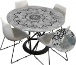 Morbuy Outdoor laudlina, &uuml;mmargune, 200 cm, elastne, pestav, vetth&uuml;lgav, veep&auml;rlimise efekt, hall mandala aialina, ideaalne 180-190 cm laudadele