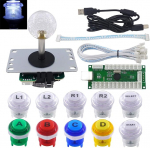 Arcade Stick DIY Kit 10x nupud koos logo LED MX 8 Way Joystick USB Encoder PC MAME Raspberry Pi V&auml;rviline Mix