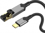 Omivine USB-C auf RJ45 Ethernet Kabel, 1-Gbit/s LAN auf USB-C Ethernet CAT-6 Kabel - kuldsed kontaktid ja alumiiniumkorpus MacBook, iPad Pro, iPhone 17/16/15 Serie, Thunderbolt 3/4/5 jaoks - 1M