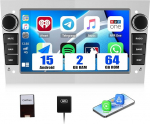 SIXWIN 2+64G Android 15 Autoradio f&uuml;r Opel Corsa d/Astra h/Zafira b/Meriva mit Wireless Carplay/Android Auto/Mirrorlink,7 Zoll HD Touchscreen Unterst&uuml;tzt WiFi GPS FM RDS Bluetooth EQ(Silber)