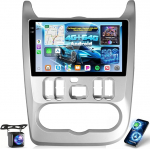 4G+64G Autoradio f&uuml;r Renault Logan 1 Sandero 2009-2015/Dacia Duster 2010-2017 mit Wireless Carplay & Android Auto, 9-Zoll-Touchscreen-Radio mit WiFi/GPS/Bluetooth 5.0/EQ/FM RDS Radio