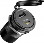 acegoo 12 V USB C pistikupesa 65 W PD & 18 W QC, matkaauto USB pistikupesa 12 Volt auto veekindel s&uuml;learvuti paigalduslaadija matkaauto auto mootorratta paadi veoauto haagissuvila, 1 tk pakett