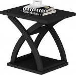 ChooChoo Side Table, Modern Side Table with Shelf, X-Design Side Table Living Room (Black)