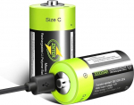 2 liitium C aku, laetav mikro USB C aku, laetav C aku, 1,5 V, 3000 mAh, vastupidav ja kestev j&otilde;udlus.