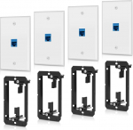 4 Pack Ethernet seinaplaat 1 Port Keystone Female Blue Cat6 RJ45 Coupling Socket koos &uuml;hek&auml;igulise madalpinge paigaldusklambriga