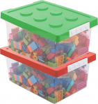 Greentainer Storage Box m&auml;nguasja kaanega, 2stapeldav m&auml;nguasjakast plastikust, hoiukorv lastele, m&auml;nguasjakast lastetoas, plokkide hoiukonteinerid