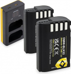 PATONA Dual LCD-laadija koos 2 x DMW-BLK22 Protect akudega | 2400mAh 7.2V Li-ion | Tulekindel ja kuumakindel | &Uuml;hildub Panasonic Lumix DC-S5, DC-G9, GH5, GH6, DC-S5II akudega.