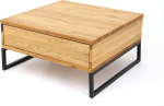 Hugo II 2139 Kohvilaud massiivne tammepuust / mustast metallist sahtliga Umbes 65 x 34 x 65 cm