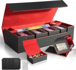 Kaardipakkide karp MTG Commanderile, suur 6-in-1 kauplemiskaartide hoiukarp koos 5 TCG kaardikarbiga ja t&auml;ringukastiga, mahutab 2400 lahtist kaarti, must/punane komplekt
