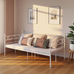buybyroom 90 x 190 cm p&auml;evane voodiraam &uuml;heinimesevoodi koos peaplaadi ja lamelliraamiga &uuml;heinimesevoodi diivanvoodi magamistuppa elutuppa k&uuml;lalistetuppa Valge stiil 2
