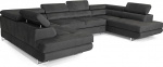 COMFORTINO FURNITURE Big Pasti U-kujuline nurgadiivan magamisfunktsiooniga, diivan diivan voodikastiga, 3-kohaline nurgadiivan, diivanvoodi elutuppa, suur diivan diivan magamisfunktsiooniga (tumehall)