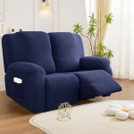 Bocguy Stretch-Schonbezug f&uuml;r Liegestuhl, 6-teilig, f&uuml;r Wohnzimmer, Liegestuhl, Schonbezug mit Seitentasche, hoher Spandex-Schonbezug, rutschfest