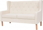 2-TLG. Sofa-Set Stoff Cremewei&szlig; mit Sessel und 2-Sitzer-Sofa, bequemes Sofa-Set mit Polyesterbezug und Schaumstoffpolsterung, Massivholzrahmen f&uuml;r Stabilit&auml;t, einfache Montage,