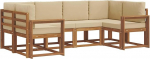 Outdoor-Sofa-Set aus Akazienholz, Modulares Gartenm&ouml;bel-Set mit Sitz- und R&uuml;ckenkissen, Lounge-Garnitur f&uuml;r Terrasse und Garten, 245 x 132,5 x 73 cm, Natur ja Beige