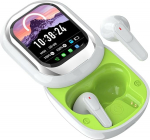 Bluetooth-Kopfh&ouml;rer mit Display - kabellose Kopfh&ouml;rer mit aktiver Ger&auml;uschunterdr&uuml;ckung, Echtzeit-Benachrichtigungen, 50 tunni Laufzeit, &Uuml;bersetzung 24 Sprachen, wasserdicht (wei&szlig;)