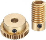 hankimise kaart Worm Gear Set - 0.5 moodul, 50:1 reduktsioonikiirus, 6mm augu l&auml;bim&otilde;&otilde;t, hammasratta v&otilde;lli ja 6mm augu l&auml;bim&otilde;&otilde;t, hammasratas 50T Drive Gear (messing)