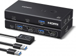 UGREEN HDMI KVM Switch USB adapter (3 x USB A+ USB C) 2 PC 1 monitor 4K @ 60Hz USB Splitter koos klaviatuuri ja t&ouml;&ouml;laua kontrolleri l&uuml;litusega, mis &uuml;hildub Windows/Linux/MacOS-iga