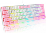 60% Juhtmega RGB m&auml;nguklaviatuur 61 klahvi kaasaskantav klaviatuur 11 RGB valgusega, h&otilde;ljuv ABS klahvikate t&auml;is Anti-Ghosting klahvid mehaaniline USB Feel PC Windows valge roosa