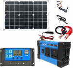 4000 W Auto Power Inverter P&auml;ikesepaneel s&uuml;steemi komplekt Dual USB Spannungs Transformator Modifizierte Sinus Welle 30 A Controller 12 V Einfache paigaldus (Blue 12V)