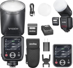 GODOX V100O V100-O 100 W &uuml;mmarguse peaga puutetundlik v&auml;lklambi Olympusele, 2.4G traadita v&auml;lise Speedlite ja globaalse s&auml;riajaga v&auml;lklambi s&uuml;nkroniseerimine 1/80,000s, integreeritud liitium aku