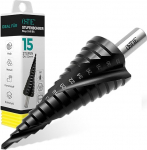 Stufenbohrer &Oslash; 4-32mm, HSS M35 Stahl mit AlTiN-Beschichtung, 15 Stufen Spiralnut Kegelbohrer f&uuml;r Edelstahl, Baustahl, NE Metall & Kunststoff, Blech-Sch&auml;lbohrer Extrem Scharf Edelstahlbohrer