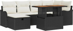 Rantry 7-teiliges Garten-Sofa-Set mit Kissen Schwarz Poly-Rattan Gartenlounge Model3361271