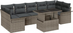 Rantry 8-teiliges Garten Sofa Set mit Kissen Grau Poly Rattan Gartenlounge Model3348235