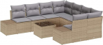 Rantry 9-teiliges Garten-Sofa-Set mit Kissen Beige Poly Rattan Gartenlounge Model3347000