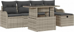 Rantry 6 teiliges Garten Sofa Set mit Kissen hellgrau Poly Rattan Gartenlounge Model3361041