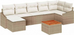 Rantry 8-teiliges Garten-Sofa-Set mit Kissen Beige Poly-Rattan Akazie Gartenlounge Model3347862