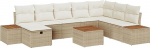 Rantry 9-teiliges Garten-Sofa-Set mit Kissen Beige Poly Rattan Gartenlounge Model3359663