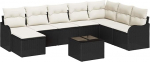 Rantry 8-teiliges Garten-Sofa-Set mit Kissen, braun, Poly-Rattan, 2-Sitzer Garten-Sofa mit Kissen, schwarz, Poly-Rattan Gartenlounge Model3345827
