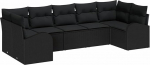 Rantry 7-teiliges Garten Sofa Set mit Kissen Schwarz Poly Rattan, 2-Sitzer Garten Sofa mit Stauraum & Kissen Schwarz Poly Rattan Gartenlounge Model3354862
