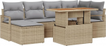 7-teiliges Garten Sofaset mit Kissen Beige Poly Rattan Gartenlounge Model3358471