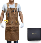 BRITEREE Woodworking Apron for Men Gifts for Woodworkers with 9 Tool Pockets Durable Waxed Canvas Work Apron