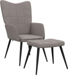 vidaXL Recliner Chair with Stool, Upholstered Chair, TV Chair, Dining Room Chair, Living Room Chair, Relaxing Chair, 62 x 68.5 x 96 cm, Taupe Fabric