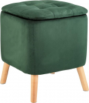 WENKO Stool with Storage Space Green [Elegant Design] Stool with Storage Space - Footstool with Sturdy Wooden Feet - Upholstered Stool - Foot Stool - Stool Living Room Dressing Table Hallway - Stool